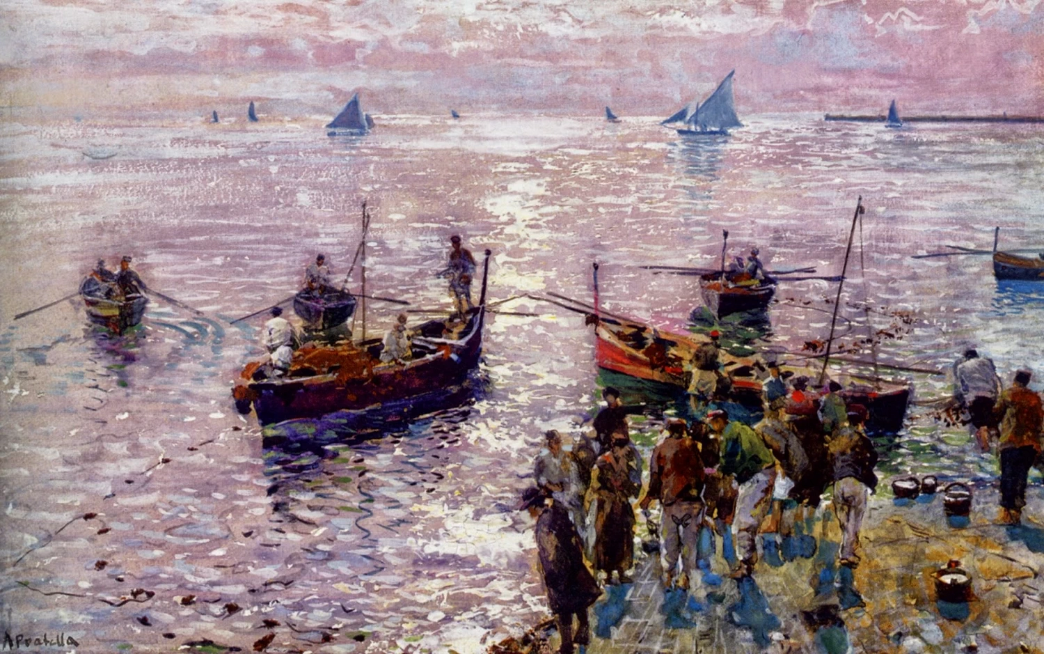  150-Attilio Pratella -Pescatori a riva 